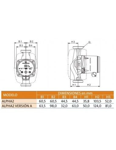 Bomba De Circulación Electrónica Grundfos ALPHA2 25-80 180 3 Bomba De Circulación Electrónica Grundfos ALPHA2 25-80 180 - Imagen 3