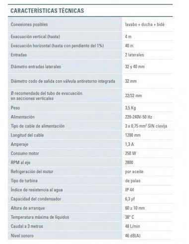 Bomba De Evacuación SFA SANISHOWER 3 Bomba De Evacuación SFA SANISHOWER - Imagen 3