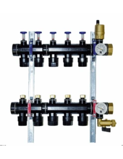 Colector Plástico Modular Eco CABEL Con Caudalímetros 9 Vías 1”