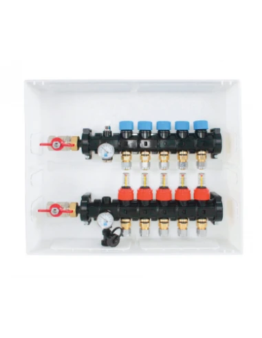 Colector Plástico Plus CABEL Con Caudalímetros 10 Vías 1” Con Caja De Plástico 1 Colector Plástico Plus CABEL Con Caudalímetros 10 Vías 1” Con Caja De Plástico