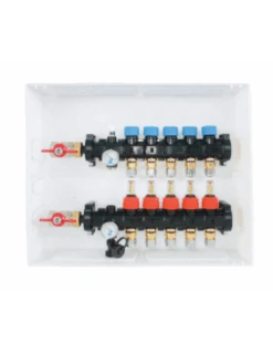 Colector Plástico Plus CABEL Con Caudalímetros 6 Vías 1” Con Caja De Plástico