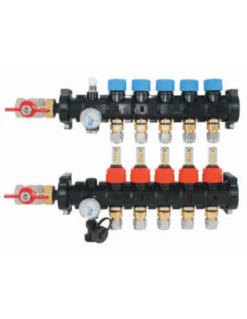 Colector Plus Plástico Premontado Suelo Radiante CABEL Con Caudalímetros 10 Vías 1”
