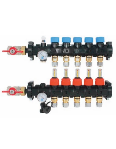 Colector Plus Plástico Premontado Suelo Radiante CABEL Con Caudalímetros 10 Vías 1” 1 Colector Plus Plástico Premontado Suelo Radiante CABEL Con Caudalímetros 10 Vías 1”