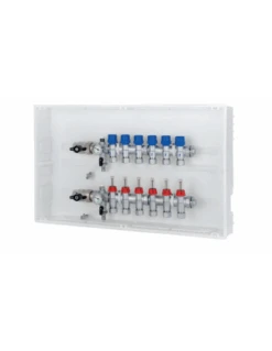 Colector Premontado Metálico CABEL Con Caudalímetros En Caja De Plástico 9 Vías 1”