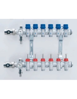 Colector Premontado Metálico Suelo Radiante CABEL Con Caudalímetros 3 Vías 1”