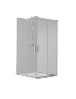 Mampara Angular Cabel One Cromo 2 Hojas Correderas + 2 Hojas Fijas