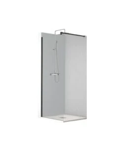 Mampara Cabel One Black De Hoja Fija Con Vidrio 6 Mm