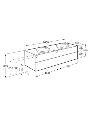 Mueble De Baño Base Roca De Beyond De Cuatro Cajones Y Sobre Encimera Para Dos Lavabos 1600mm 2 Mueble De Baño Base Roca De Beyond De Cuatro Cajones Y Sobre Encimera Para Dos Lavabos 1600mm - Imagen 2