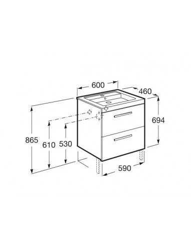 Mueble De Baño Base Roca De PRISMA De Dos Cajones 600mm 2 Mueble De Baño Base Roca De PRISMA De Dos Cajones 600mm - Imagen 2