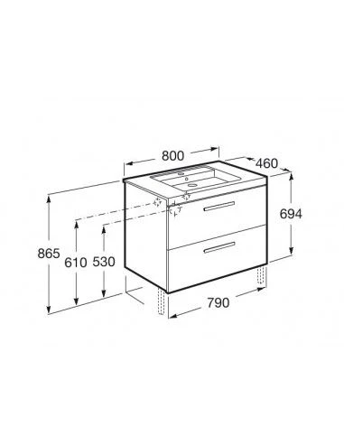 Mueble De Baño Base Roca De PRISMA De Dos Cajones 800mm 2 Mueble De Baño Base Roca De PRISMA De Dos Cajones 800mm - Imagen 2