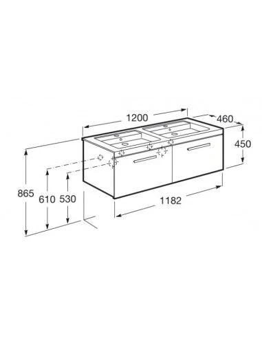 Mueble De Baño Base Roca De PRISMA De Dos Cajones Y Lavabo Doble 1200mm 2 Mueble De Baño Base Roca De PRISMA De Dos Cajones Y Lavabo Doble 1200mm - Imagen 2