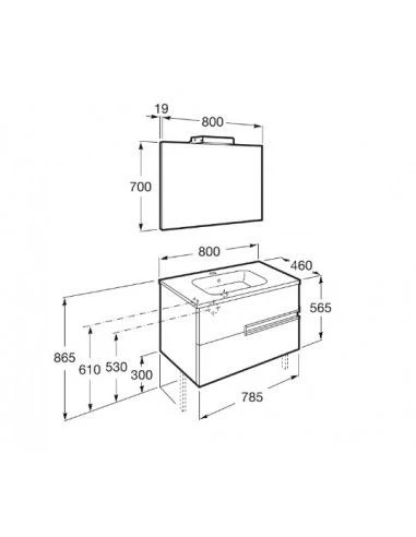 Mueble De Baño Base Roca Victoria-N Pack De Dos Cajones Y Lavabo 800 Mm 2 Mueble De Baño Base Roca Victoria-N Pack De Dos Cajones Y Lavabo 800 Mm - Imagen 2