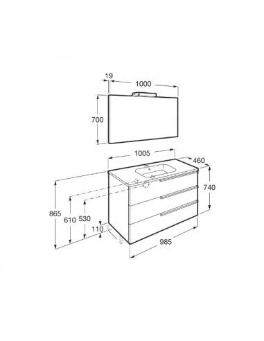 Mueble De Baño Base Roca Victoria-N Pack De Tres Cajones Y Lavabo 1000 Mm 2 Mueble De Baño Base Roca Victoria-N Pack De Tres Cajones Y Lavabo 1000 Mm - Imagen 2