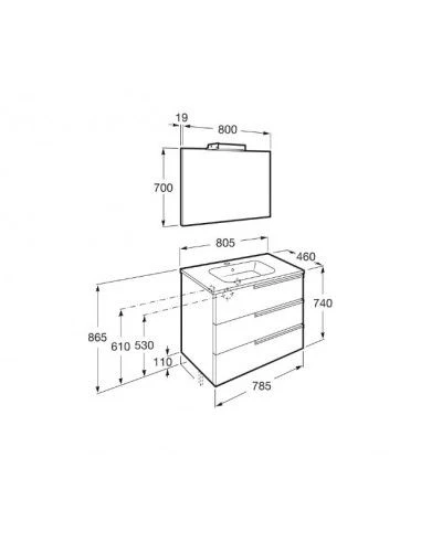 Mueble De Baño Base Roca Victoria-N Pack De Tres Cajones Y Lavabo 800 Mm 2 Mueble De Baño Base Roca Victoria-N Pack De Tres Cajones Y Lavabo 800 Mm - Imagen 2