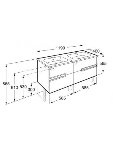 Mueble De Baño Base Roca Victoria-N Unik De Cuatro Cajones Y Lavabo Doble 1200 Mm 2 Mueble De Baño Base Roca Victoria-N Unik De Cuatro Cajones Y Lavabo Doble 1200 Mm - Imagen 2