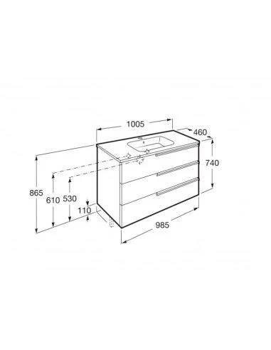 Mueble De Baño Base Roca Victoria-N Unik De Tres Cajones Y Lavabo 1000 Mm 2 Mueble De Baño Base Roca Victoria-N Unik De Tres Cajones Y Lavabo 1000 Mm - Imagen 2