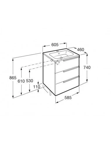 Mueble De Baño Base Roca Victoria-N Unik De Tres Cajones Y Lavabo 600 Mm 2 Mueble De Baño Base Roca Victoria-N Unik De Tres Cajones Y Lavabo 600 Mm - Imagen 2