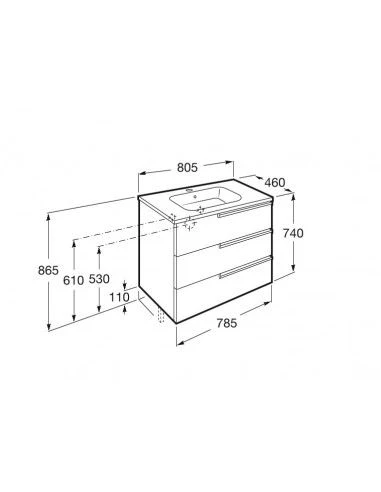 Mueble De Baño Base Roca Victoria-N Unik De Tres Cajones Y Lavabo 800 Mm 2 Mueble De Baño Base Roca Victoria-N Unik De Tres Cajones Y Lavabo 800 Mm - Imagen 2