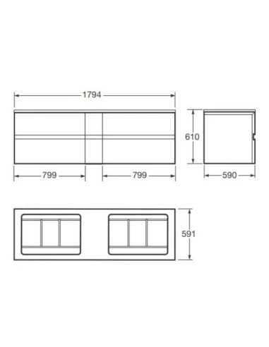 Mueble De Baño Roca Armani Baia 1794x590x610mm 2 Mueble De Baño Roca Armani Baia 1794x590x610mm - Imagen 2