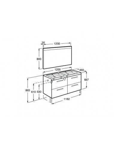 Mueble De Baño Roca Pack De PRISMA De Cuatro Cajones 1200 Mm 2 Mueble De Baño Roca Pack De PRISMA De Cuatro Cajones 1200 Mm - Imagen 2