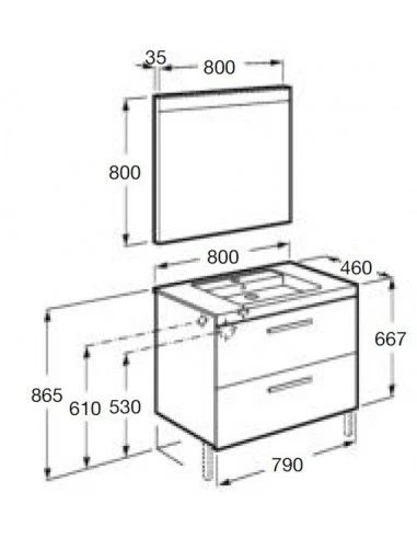 Mueble De Baño Roca Pack De PRISMA De Dos Cajones 800 Mm 2 Mueble De Baño Roca Pack De PRISMA De Dos Cajones 800 Mm - Imagen 2