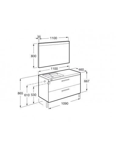 Mueble De Baño Roca Pack De PRISMA De Dos Cajones Lavabo Izquierdo 1100 Mm 2 Mueble De Baño Roca Pack De PRISMA De Dos Cajones Lavabo Izquierdo 1100 Mm - Imagen 2