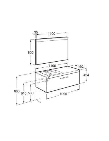 Mueble De Baño Roca Pack De PRISMA De Un Cajon 1100mm 2 Mueble De Baño Roca Pack De PRISMA De Un Cajon 1100mm - Imagen 2