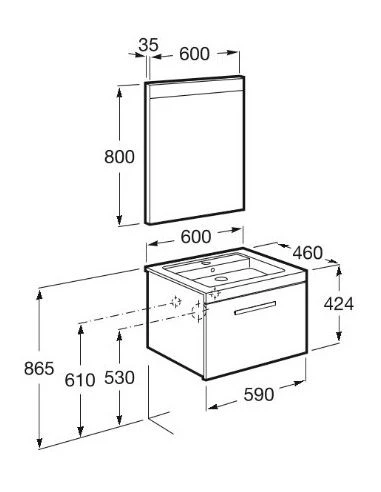 Mueble De Baño Roca Pack De PRISMA De Un Cajón 600mm 2 Mueble De Baño Roca Pack De PRISMA De Un Cajón 600mm - Imagen 2