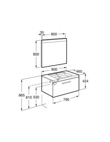 Mueble De Baño Roca Pack De PRISMA De Un Cajon 800mm 2 Mueble De Baño Roca Pack De PRISMA De Un Cajon 800mm - Imagen 2