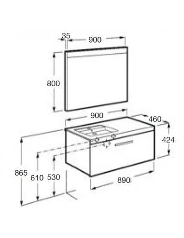 Mueble De Baño Roca Pack De PRISMA De Un Cajon Lavabo900mm 2 Mueble De Baño Roca Pack De PRISMA De Un Cajon Lavabo900mm - Imagen 2