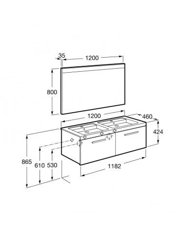 Mueble De Baño Roca PRISMA De Lavabo Doble 1200 2 Mueble De Baño Roca PRISMA De Lavabo Doble 1200 - Imagen 2