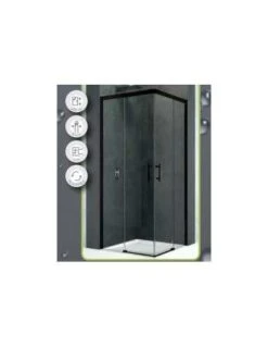 Panel Angular 2 Fijos + 2 Correderas Cabel BLACK 120x70