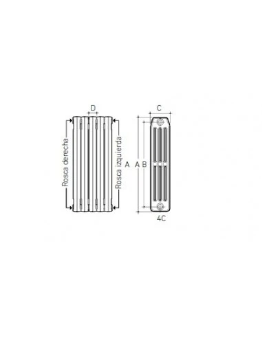 Radiador De Hierro Fundido Baxi DUBA 4 Columnas N80-4D 4 Elementos 3 Radiador De Hierro Fundido Baxi DUBA 4 Columnas N80-4D 4 Elementos - Imagen 3
