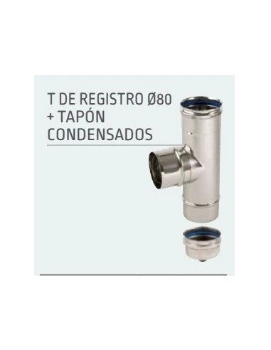 T De Registro Macho 80 Mm + Tapon De Condensados De Chimenea Inox Para Estufas De Pellets Lasian 1 T De Registro Macho 80 Mm + Tapon De Condensados De Chimenea Inox Para Estufas De Pellets Lasian