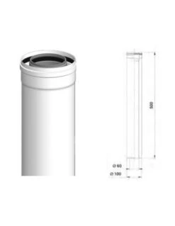 Tubo Coaxial PPH Cabel 500mm M-H ø60/100mm